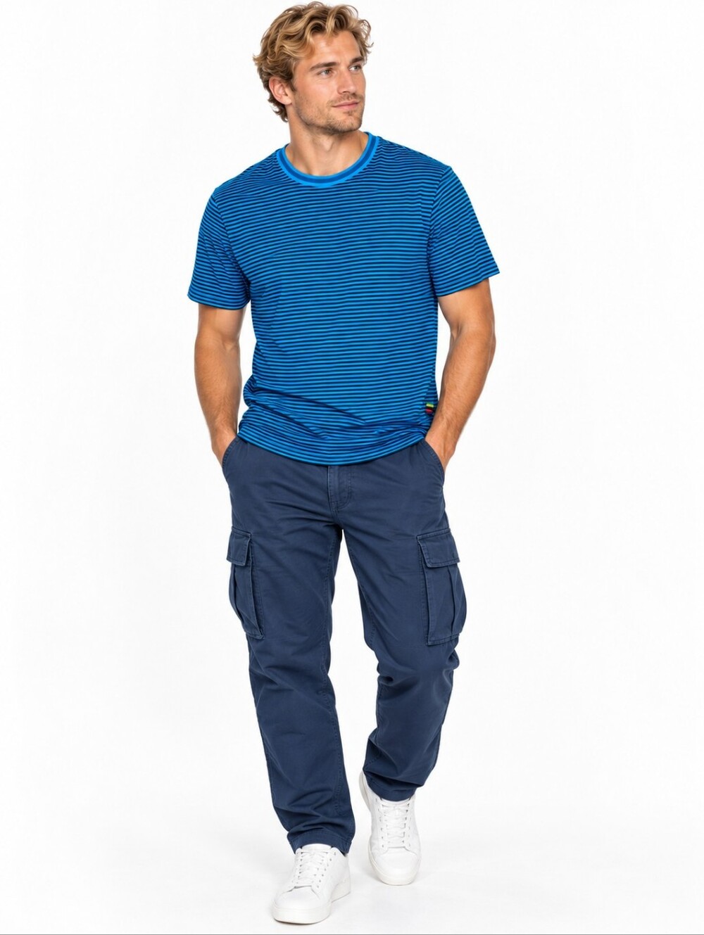 PS Paul Smith Men’s XL Blue Black Stripe Organic Cotton T-Shir